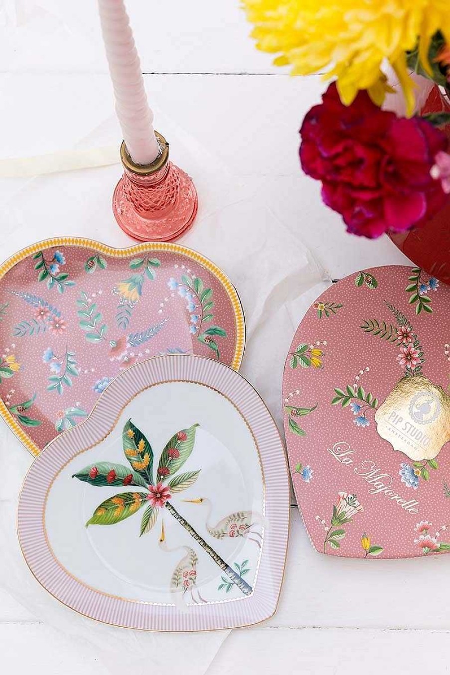 Pip Studio Lot De 2 Assiettes En Forme De Coeur La Majorelle Rosa Tous Collections