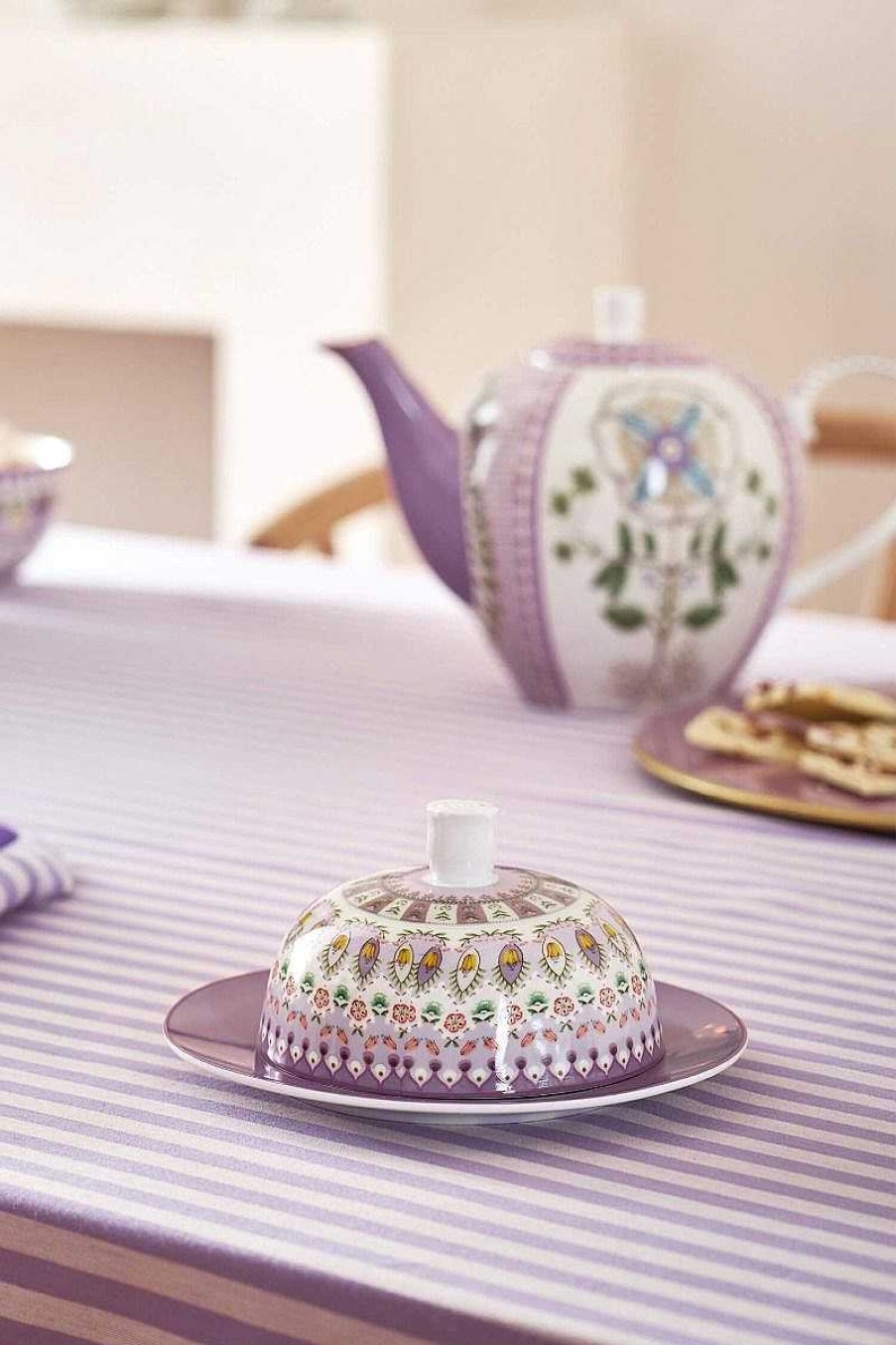 Pip Studio Lily & Lotus Beurrier Rond Round Lilas Nouveau Art De La Table