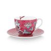 Pip Studio Tasse Et Soucoupe A Cappuccino Flower Festival Rose Fonce Tous Collections