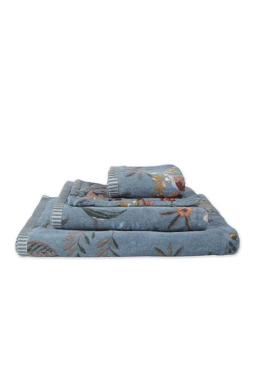 Pip Studio Grande Serviette De Bain Secret Garden Bleu 70X140 Serviettes De Toilette