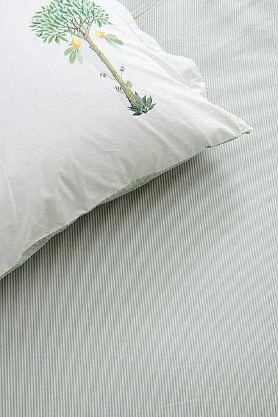 Pip Studio Drap-Housse Duo Stripe Vert Nouveau Linge De Lit