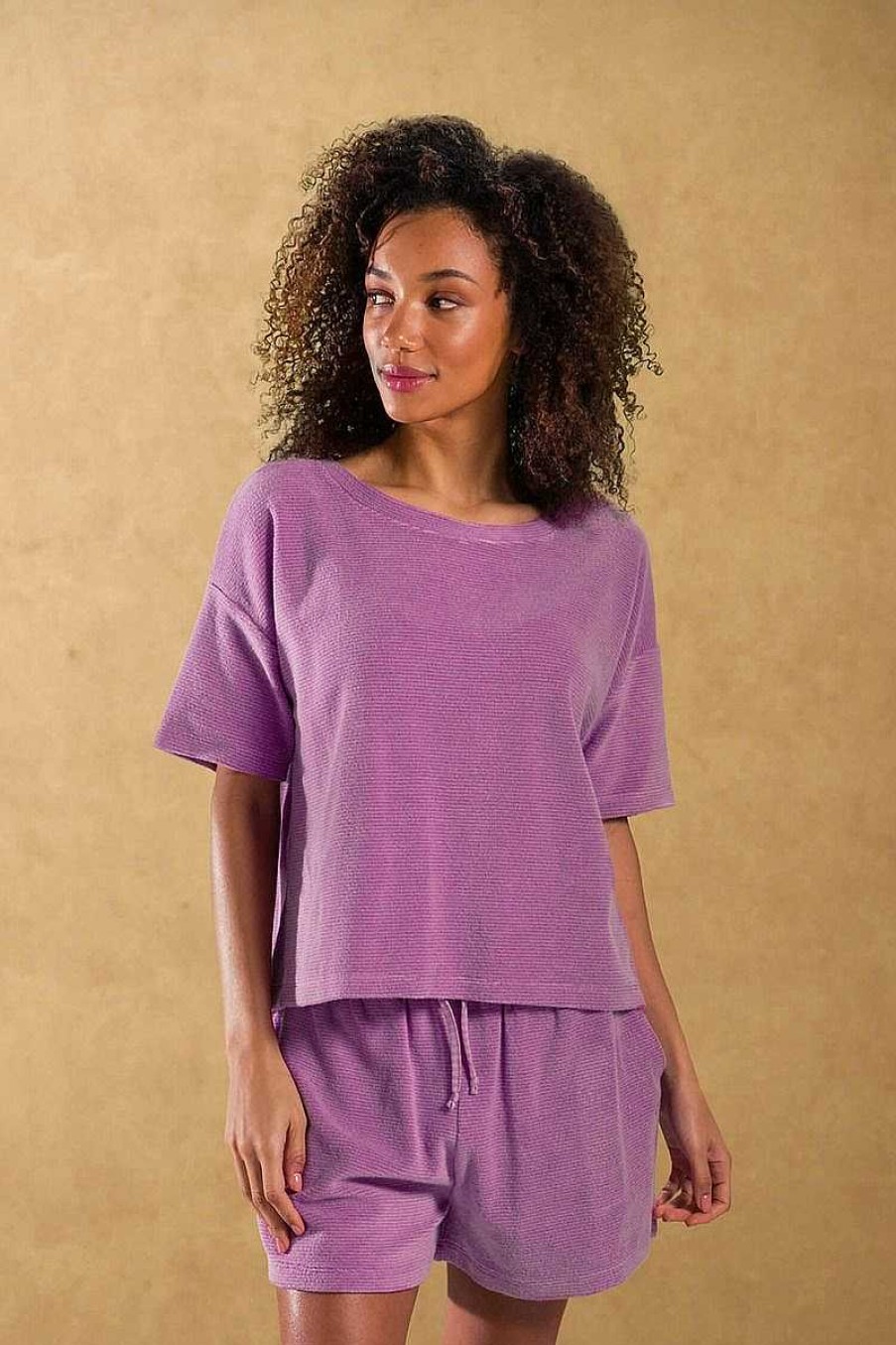 Pip Studio Top A Manches Courtes Petite Sumo Stripe Lilas Nouveau Mode