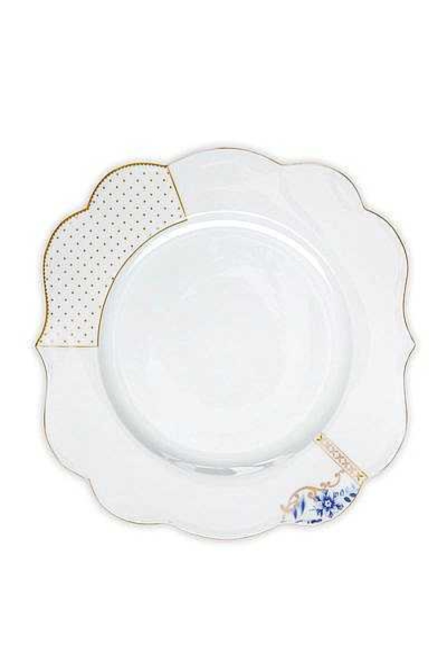 Pip Studio Assiette Plate Royal White Points Dores 28 Cm Tous Collections