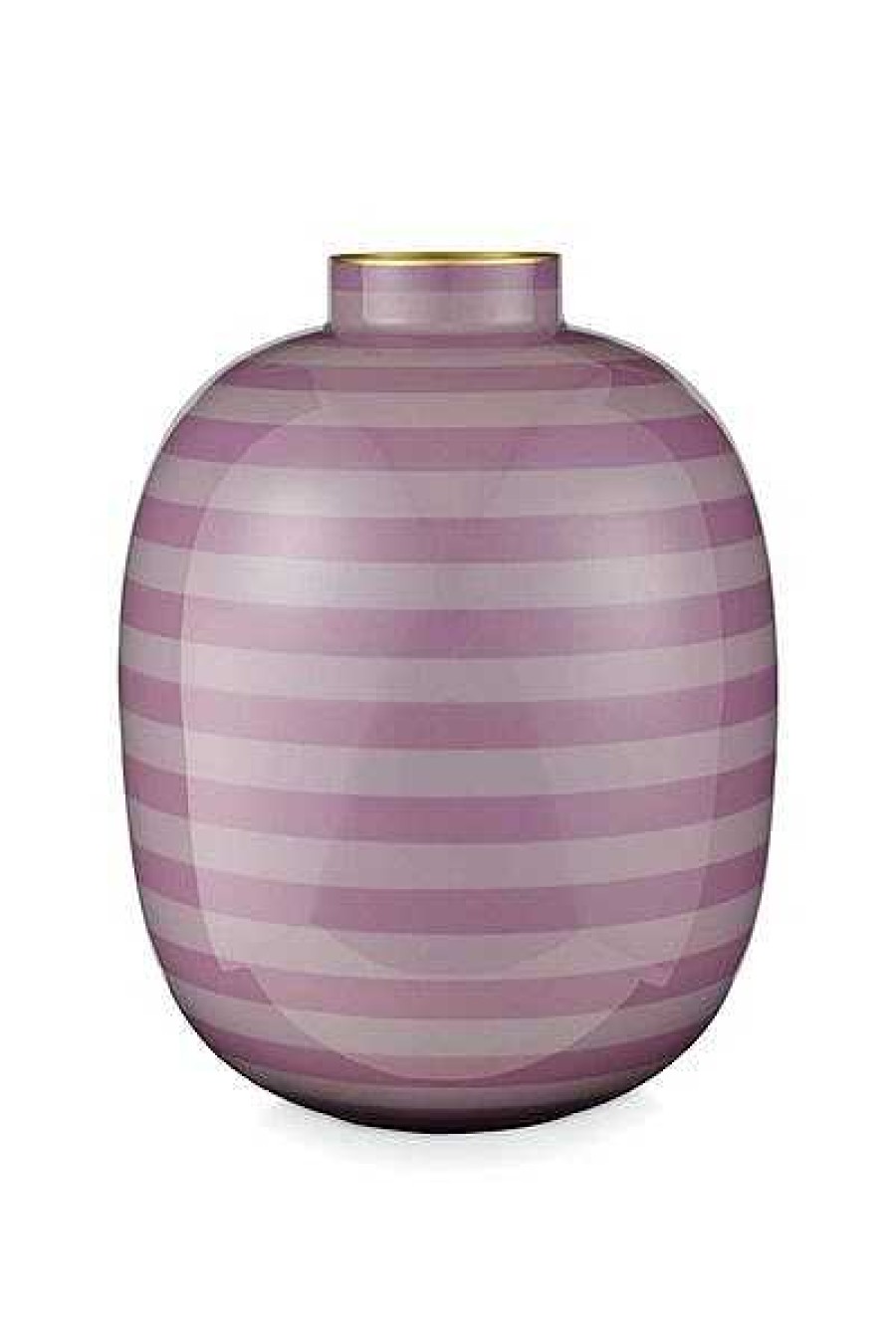 Pip Studio Vase En Metal Stripes Lilas 32Cm Nouveau Maison