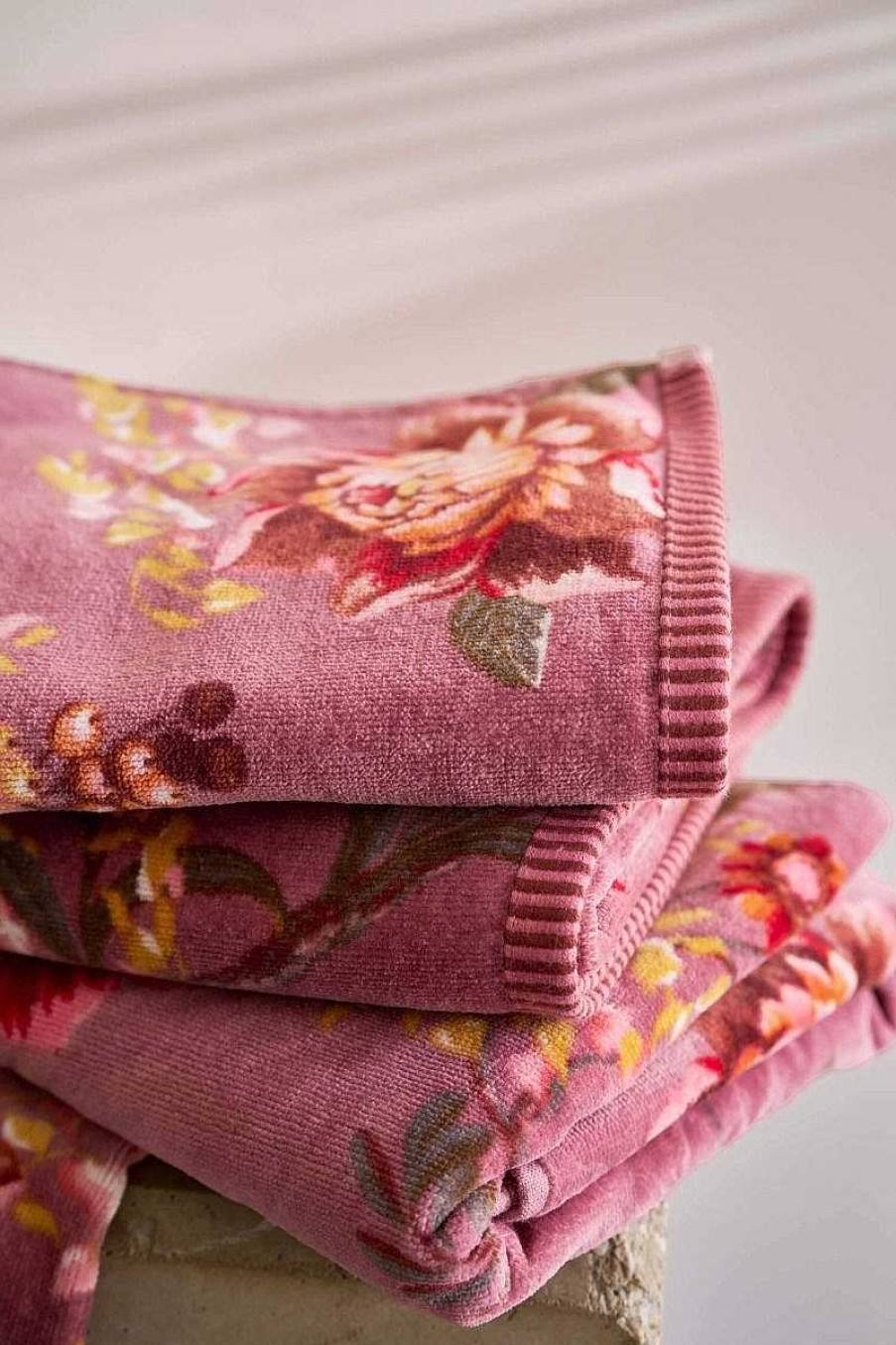 Pip Studio Serviettes De Bain Secret Garden Mauve 55X100 Serviettes De Toilette