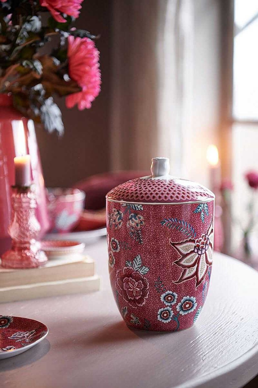 Pip Studio Pot De Stockage Flower Festival Rose Fonce Tous Collections