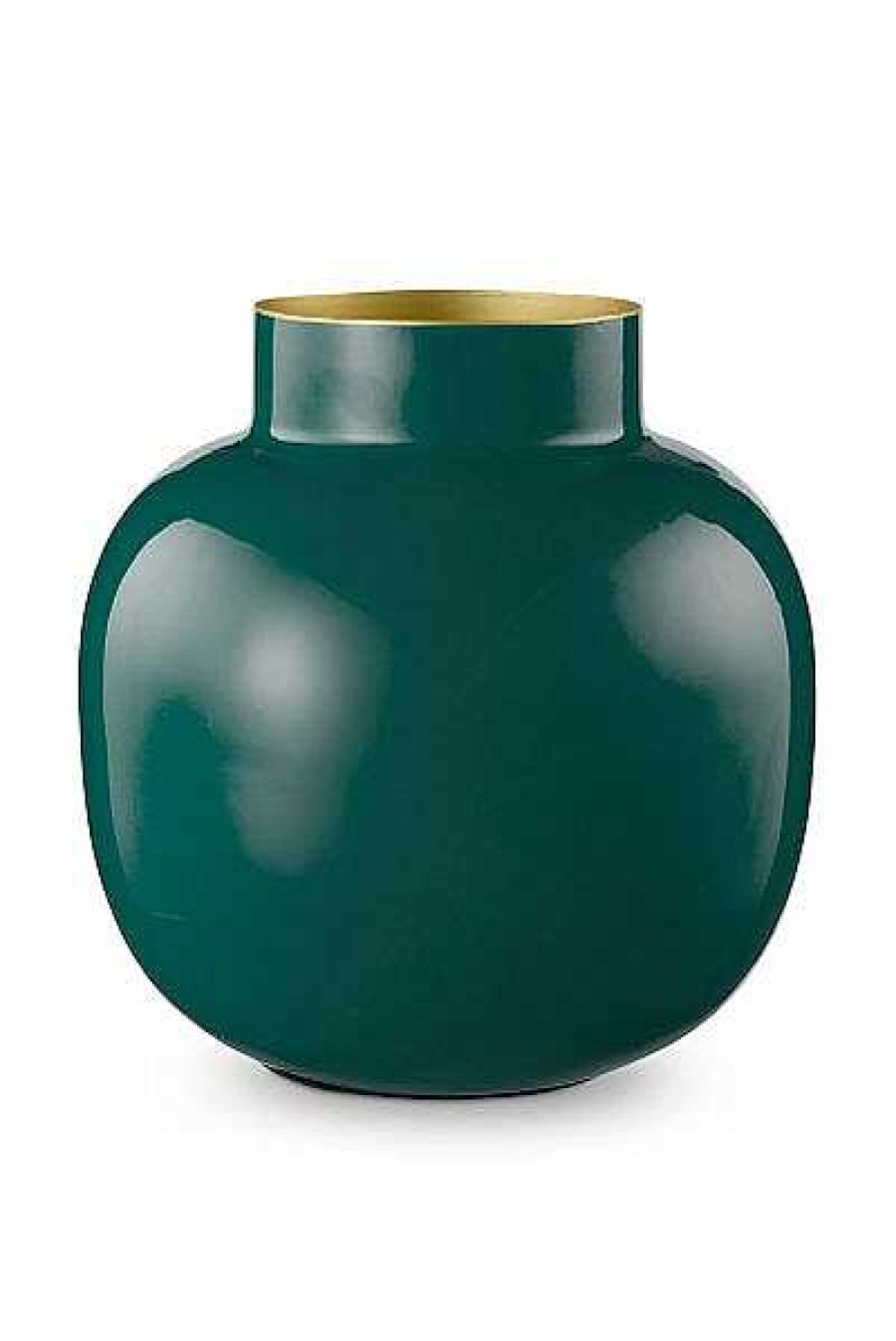 Pip Studio Vase Rond En Metal En Coloris Vert Fonce 25 Cm Maison