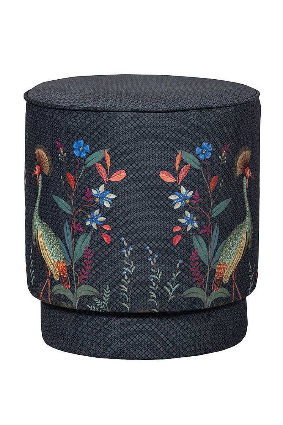 Pip Studio Pouf Moyen Flirting Birds Bleu Poufs