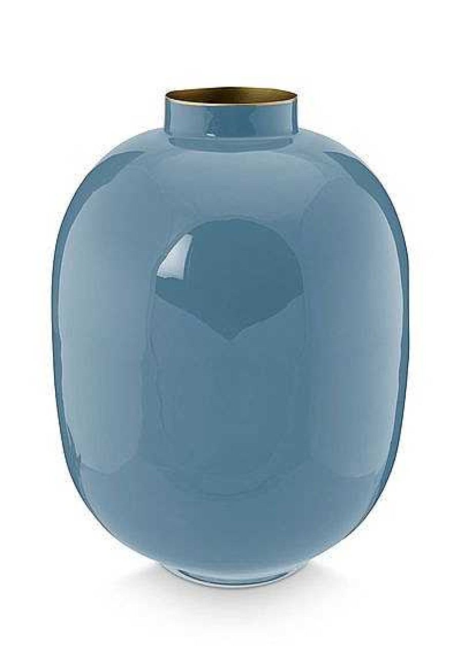 Pip Studio Vase En Metal En Coloris Bleu 32 Cm Maison