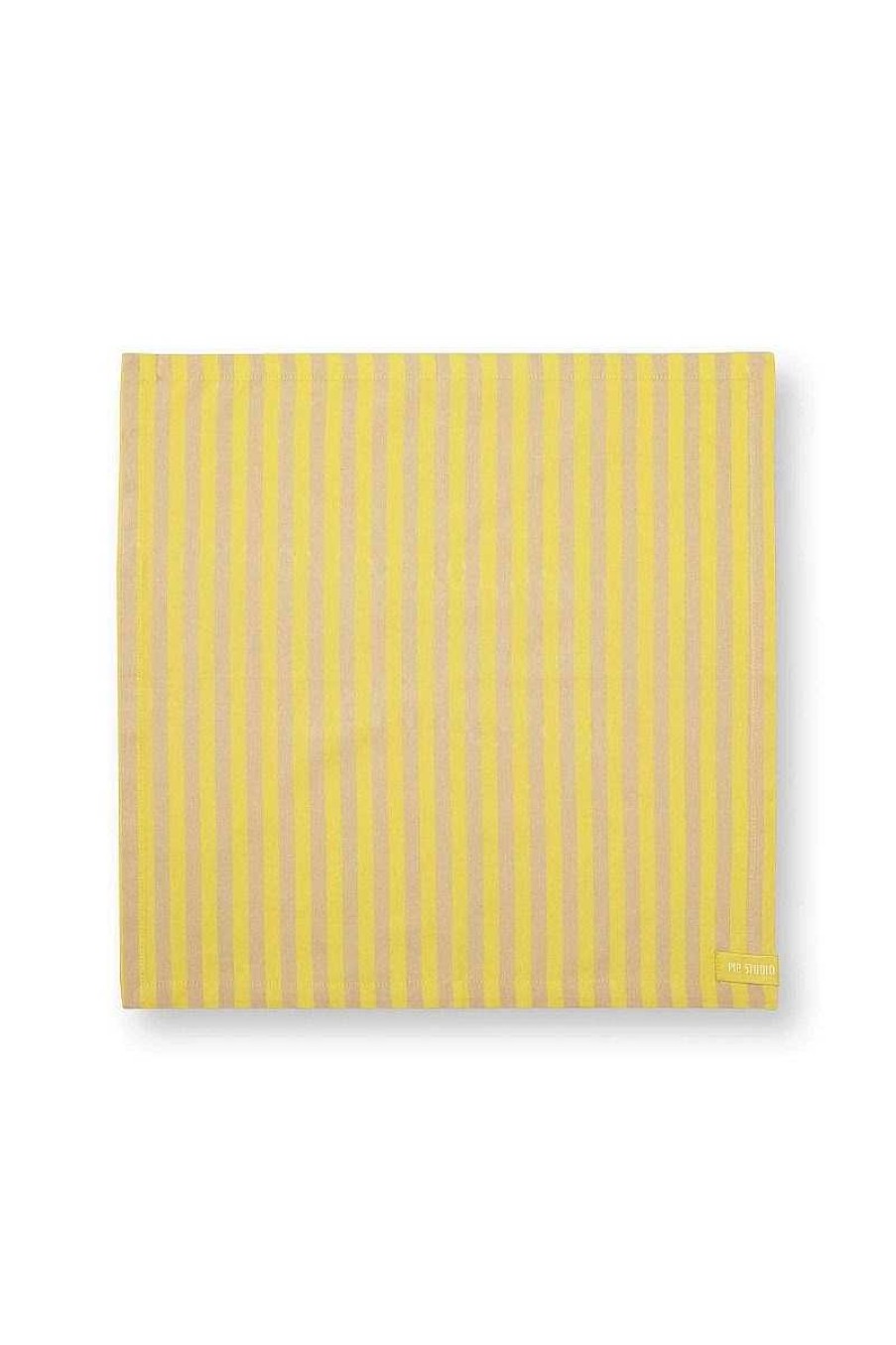 Pip Studio Lot De 4 Serviettes Stripes Jaune Nouveau Art De La Table