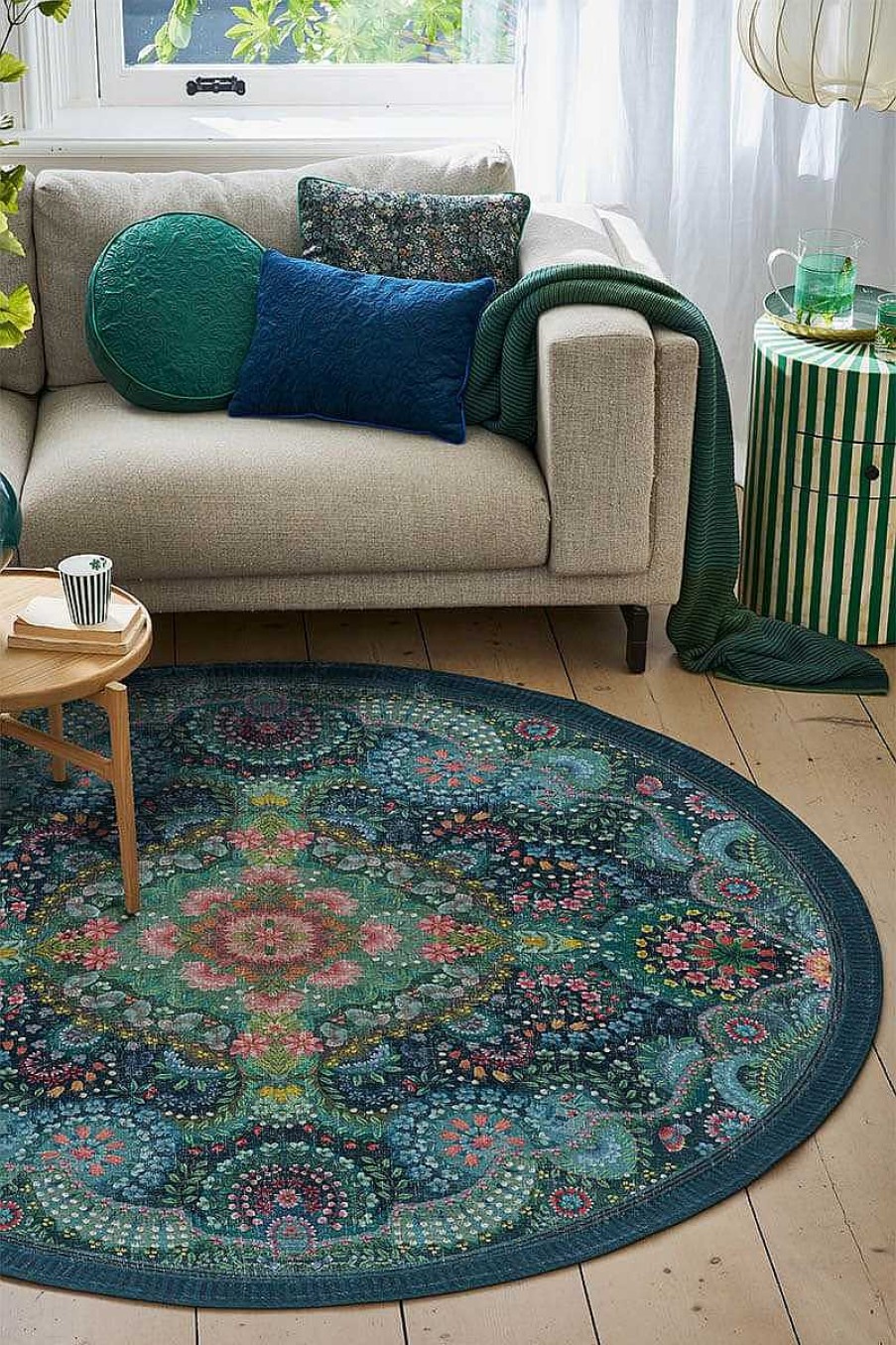 Pip Studio Tapis Rond Moon Delight By Pip Bleu Fonce Nouveau Maison