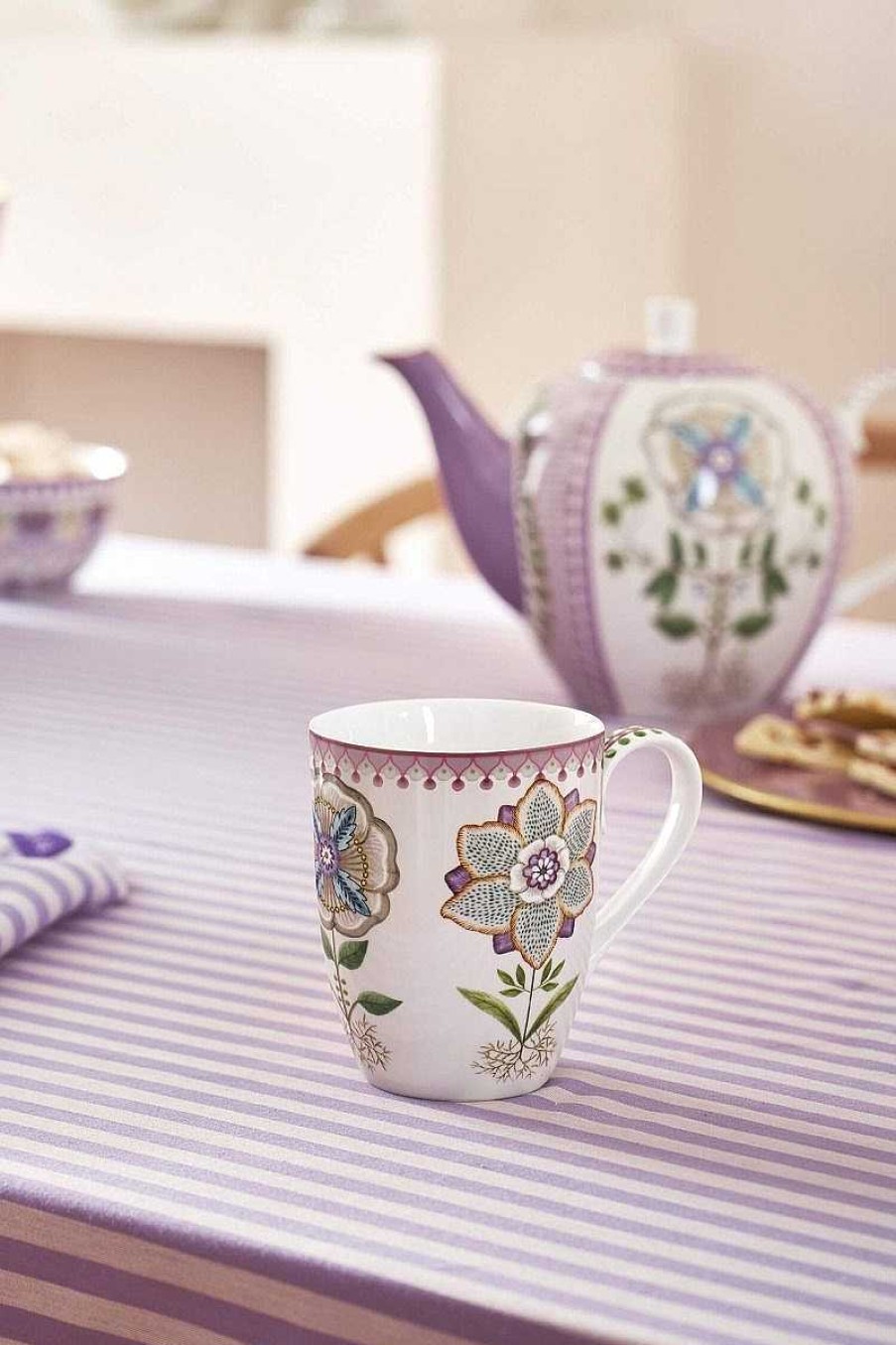 Pip Studio Lily & Lotus Lot De 2 Tasses De Grande Taille Lilas 350Ml Nouveau Art De La Table