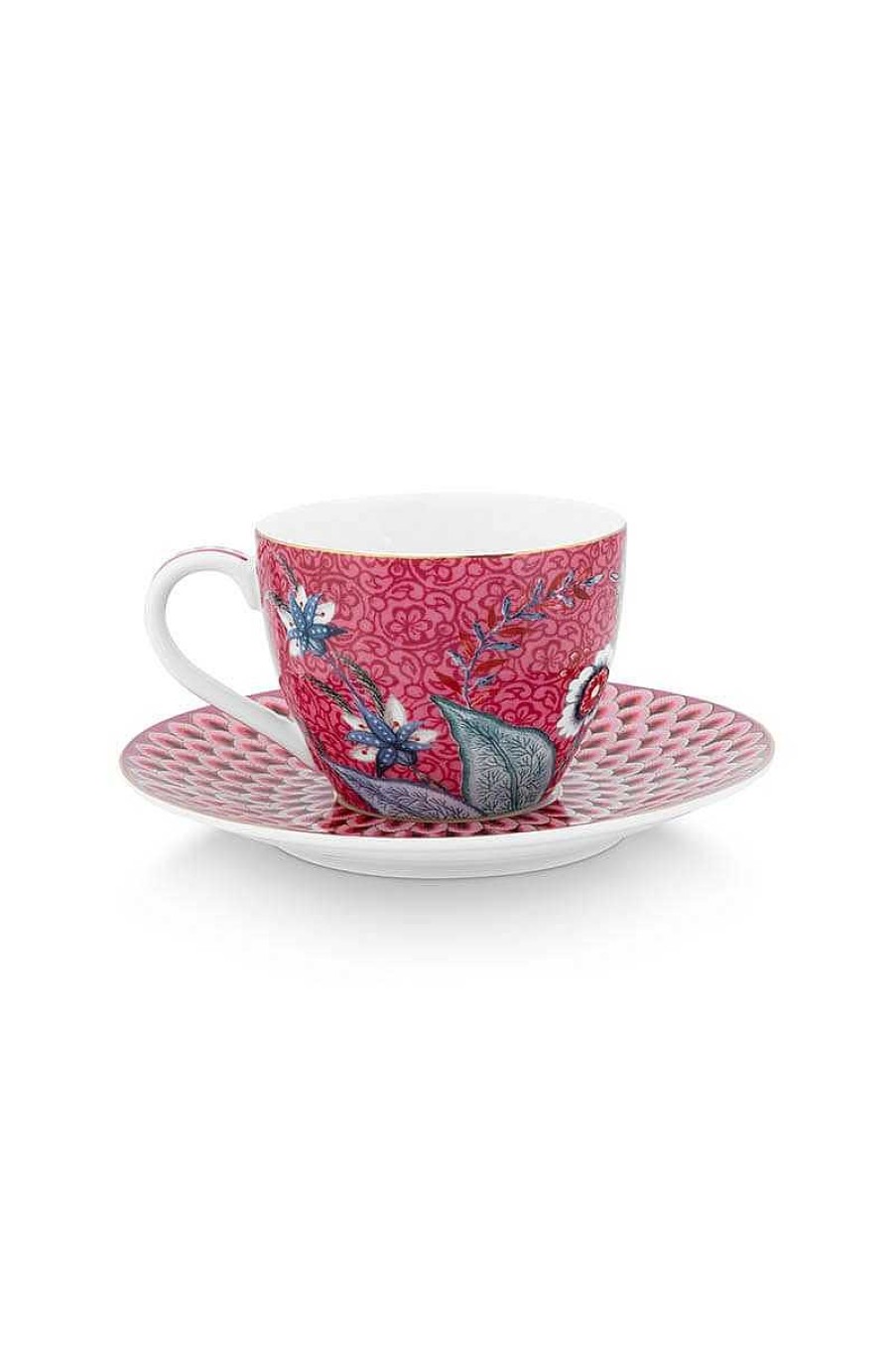 Pip Studio Tasse Et Soucoupe A Expresso Flower Festival Rose Fonce Tous Collections