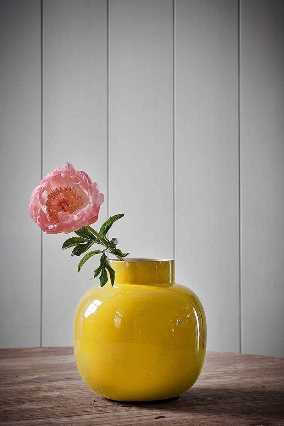 Pip Studio Vase Rond En Metal En Coloris Jaune 25 Cm Maison