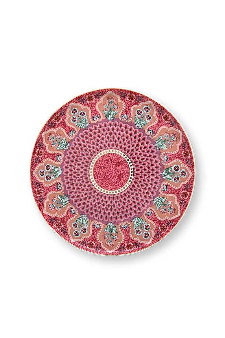 Pip Studio Plateau A Gateaux De Petite Taille Flower Festival Rose Fonce Tous Collections