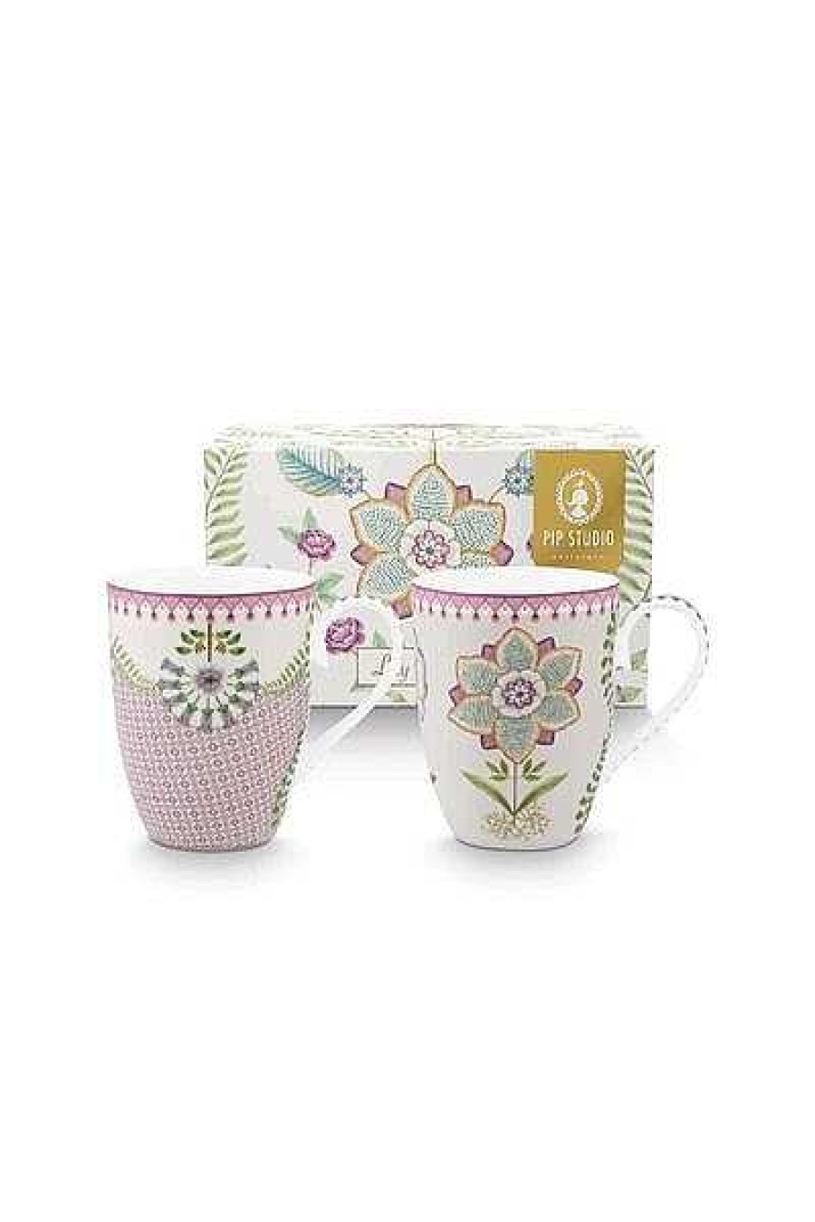 Pip Studio Lily & Lotus Lot De 2 Tasses De Grande Taille Lilas 350Ml Nouveau Art De La Table