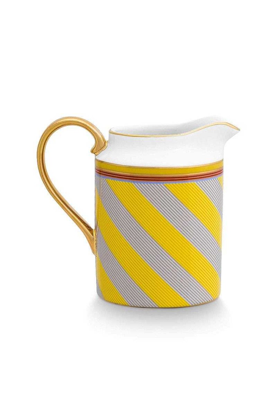 Pip Studio Pip Chique Stripes Pichet De Petite Taille Jaune Nouveau Art De La Table