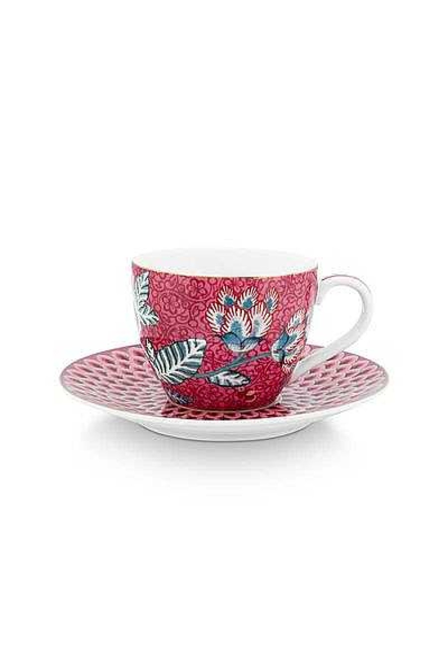 Pip Studio Tasse Et Soucoupe A Expresso Flower Festival Rose Fonce Tous Collections