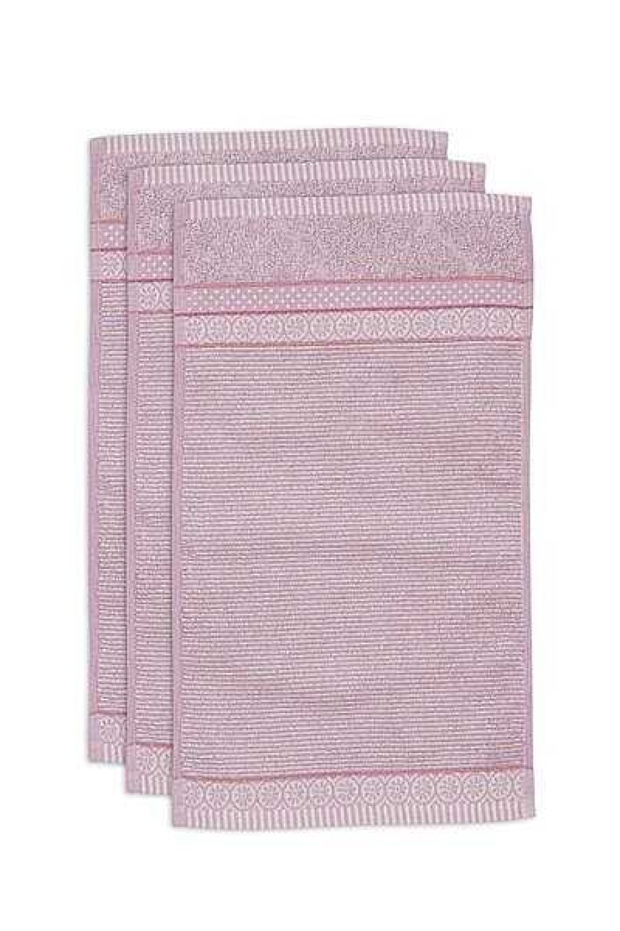 Pip Studio Lot De 3 Serviettes Invite Soft Zellige Lilas 30X50Cm Nouveau Linge De Bain