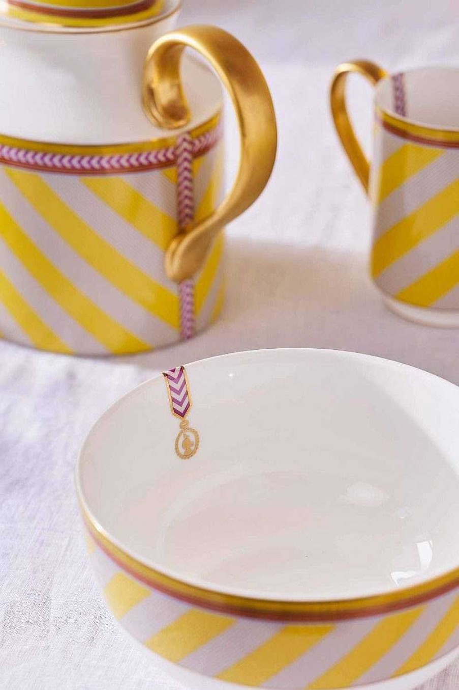 Pip Studio Pip Chique Stripes Bol Jaune 15.5Cm Nouveau Art De La Table