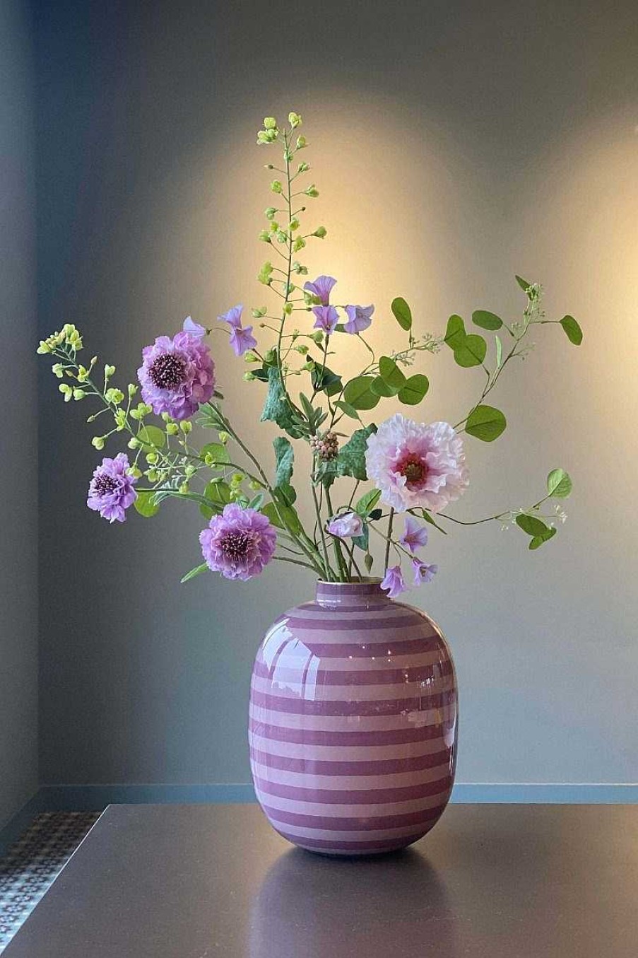 Pip Studio Vase En Metal Stripes Lilas 32Cm Nouveau Maison