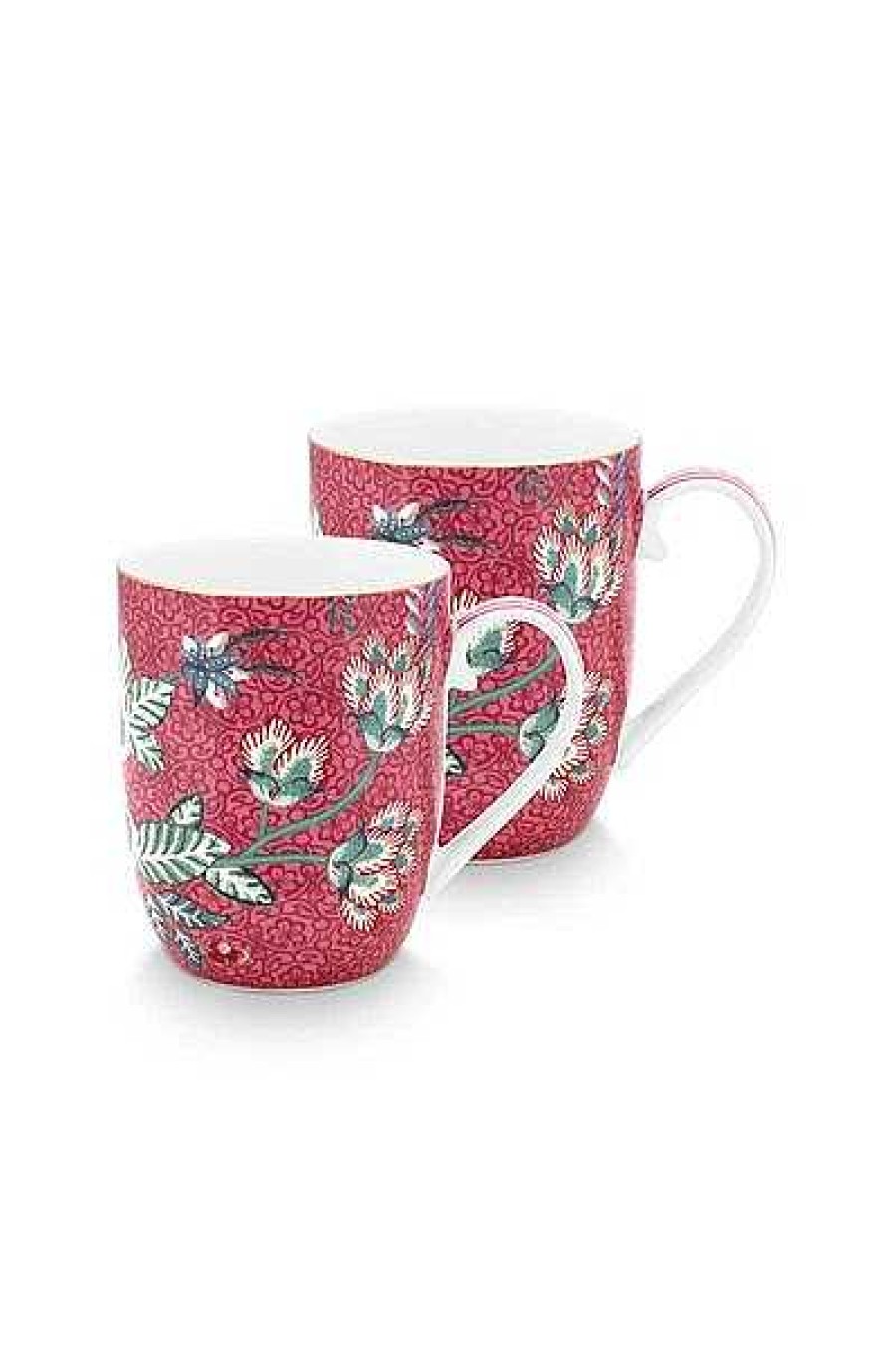 Pip Studio Lot De 2 Tasses De Petite Taille Flower Festival Rose Fonce Tous Collections