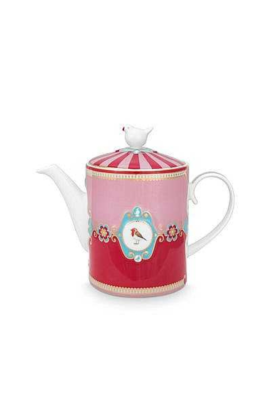 Pip Studio Theiere De Taille Moyenne Love Birds En Coloris Rouge/Rose Tous Collections