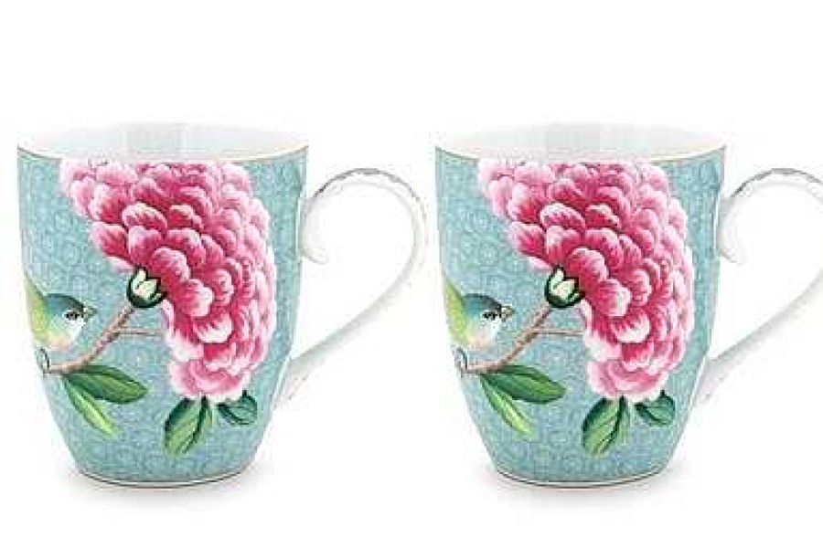 Pip Studio Lot De 2 Tasses De Grande Taille Blushing Birds Bleu Tous Collections