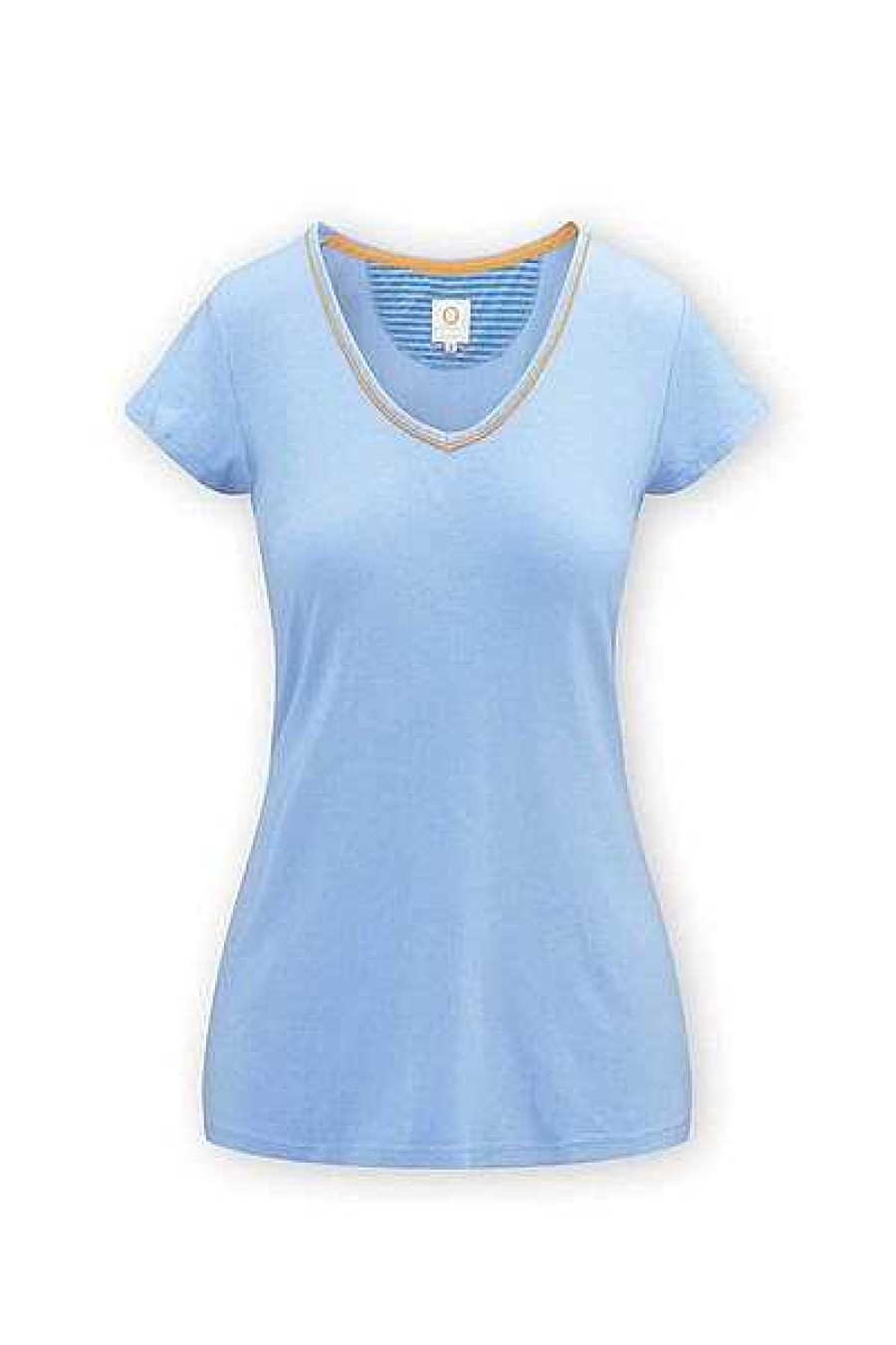 Pip Studio Top A Manches Courtes Solid Bleu Clair Nouveau Mode