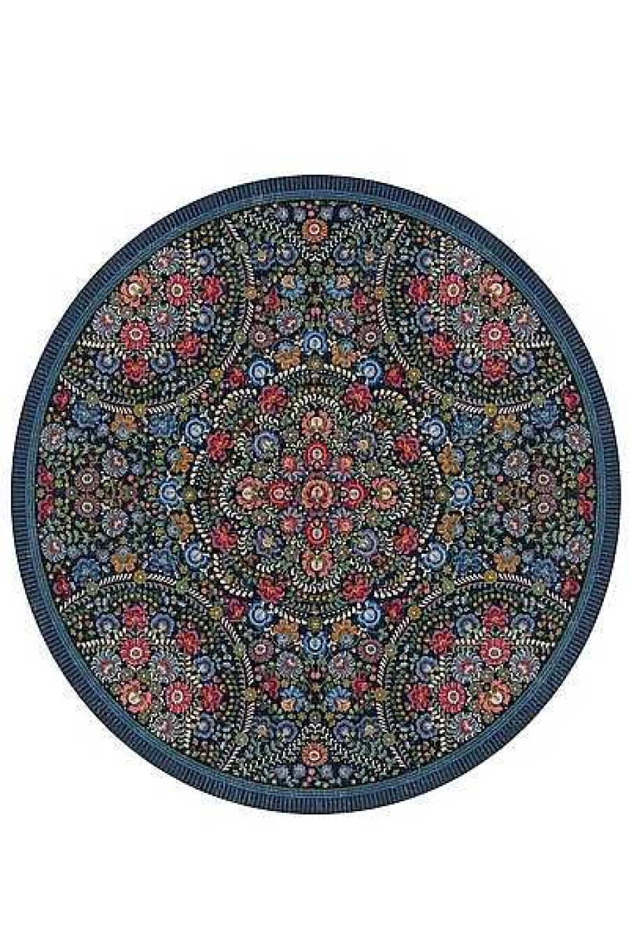 Pip Studio Tapis Rond Il Ricamo By Pip Bleu Fonce Tapis Ronds