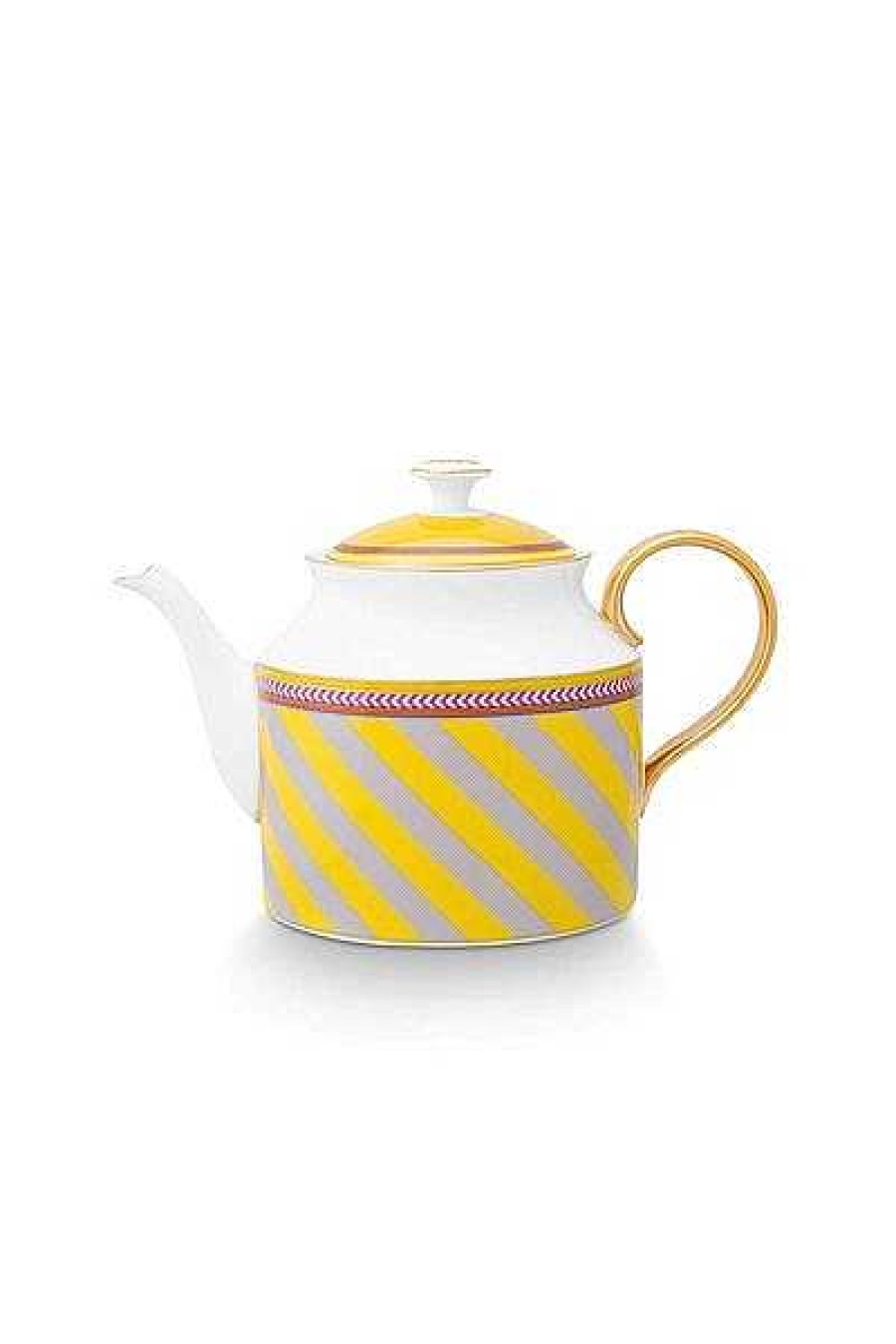 Pip Studio Pip Chique Stripes Theiere De Grande Taille Jaune Nouveau Art De La Table