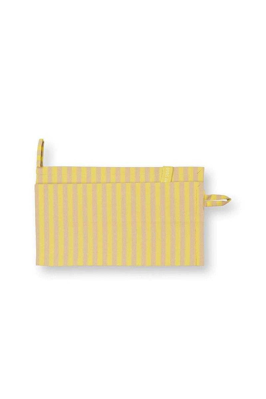 Pip Studio Lot De 2 Torchons Stripes Jaune Nouveau Art De La Table