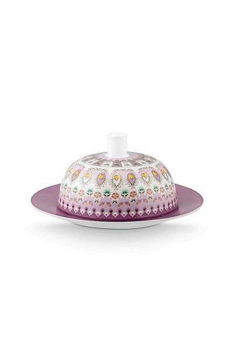 Pip Studio Lily & Lotus Beurrier Rond Round Lilas Nouveau Art De La Table