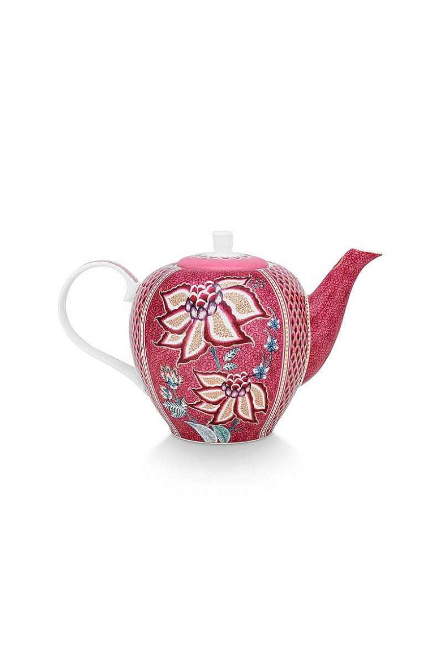 Pip Studio Theiere De Grande Taille Flower Festival Rose Fonce Tous Collections