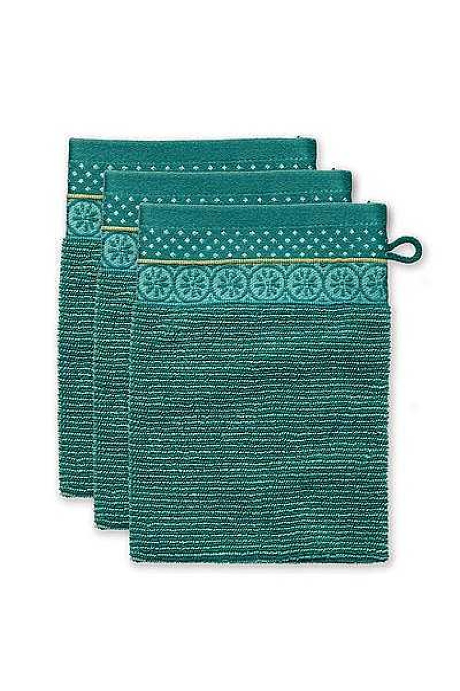 Pip Studio Lot De 3 Gants De Toilette Soft Zellige En Coloris Vert 16 X 22 Cm Gants De Toilette