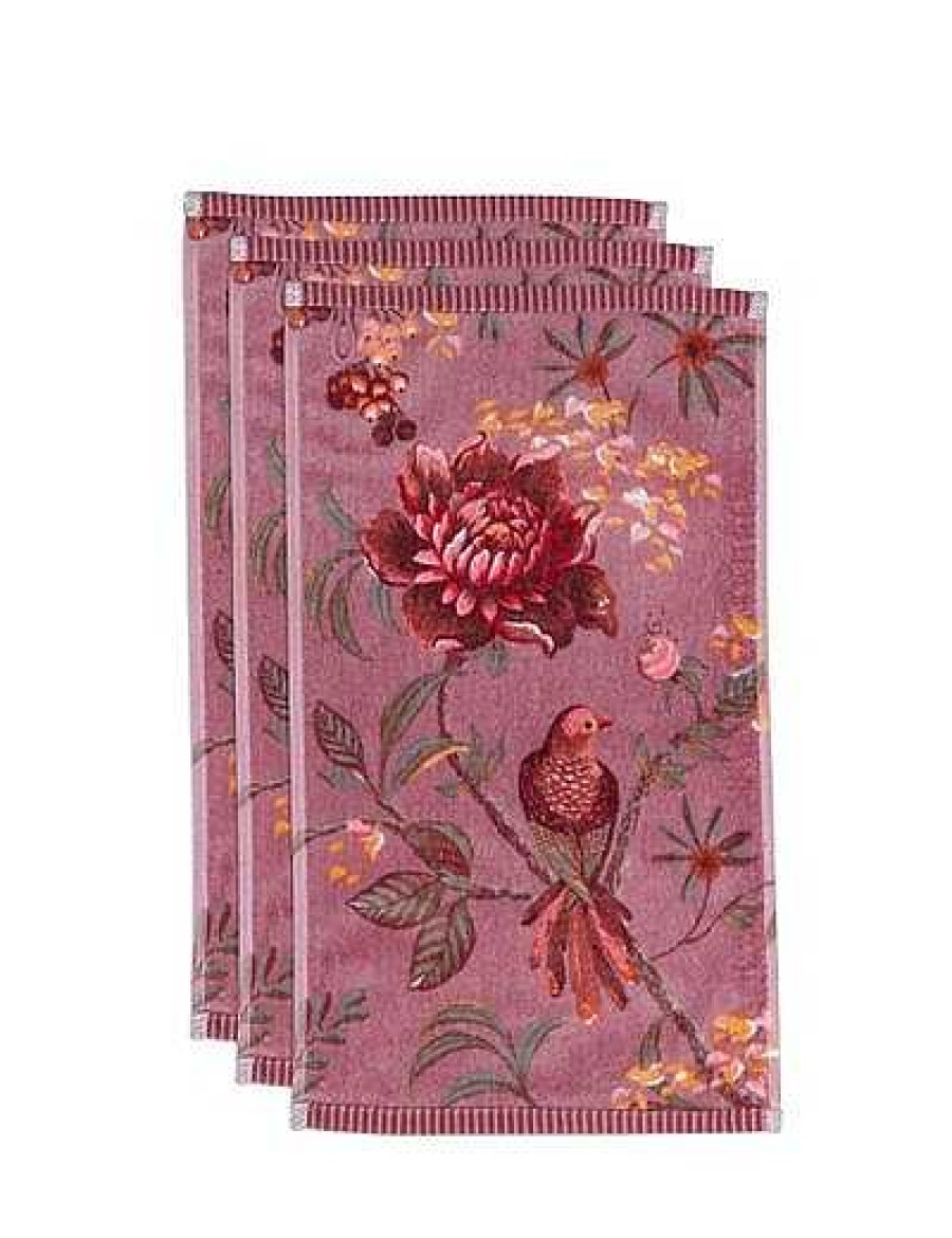 Pip Studio Lot De 3 Serviettes Invite Secret Garden Mauve 30X50 Set A 3 Serviettes D'Invite