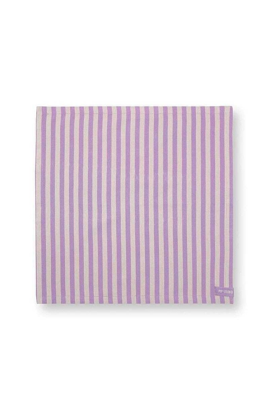 Pip Studio Lot De 4 Serviettes Stripes Lilas Nouveau Art De La Table