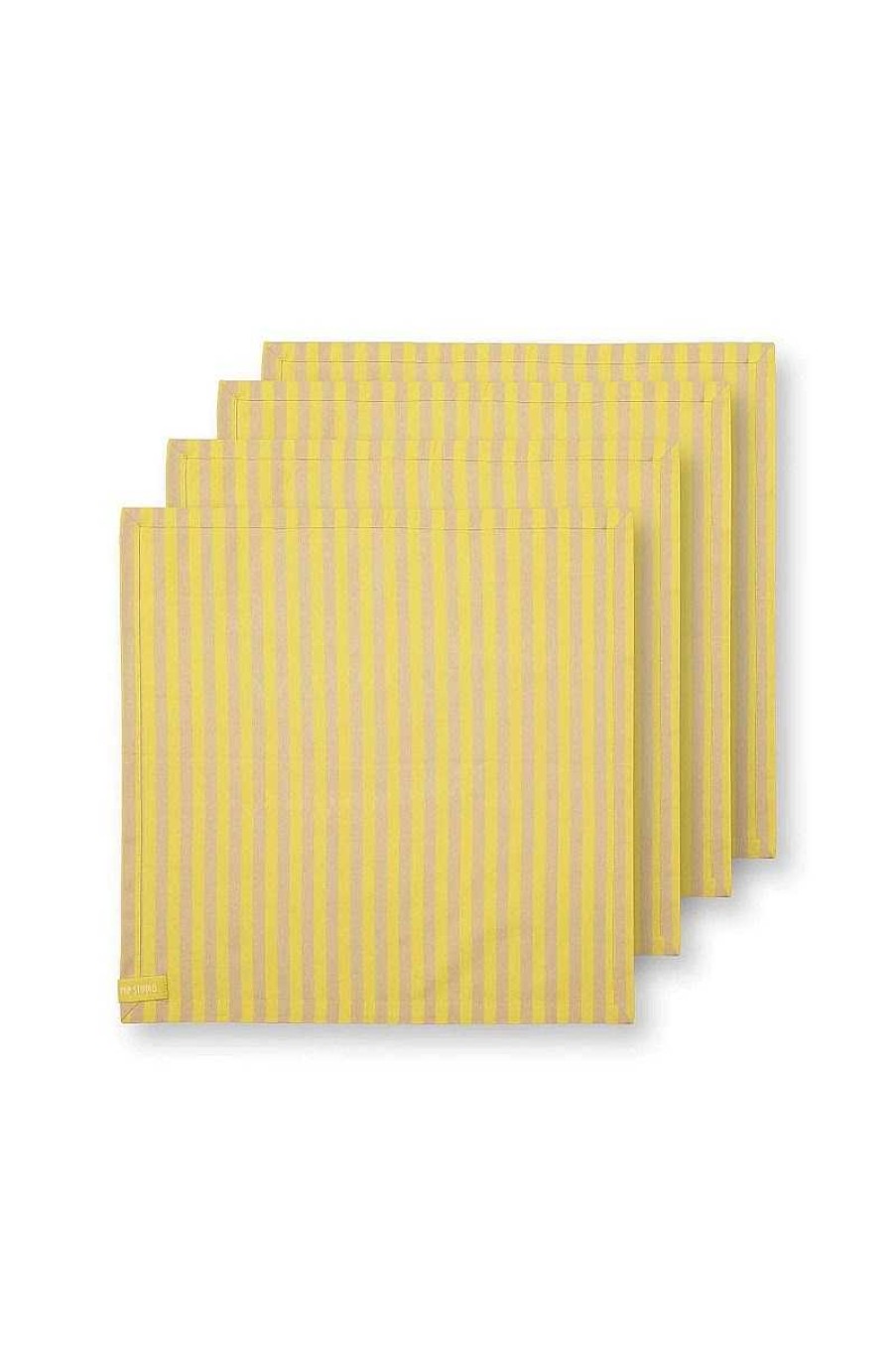 Pip Studio Lot De 4 Serviettes Stripes Jaune Nouveau Art De La Table