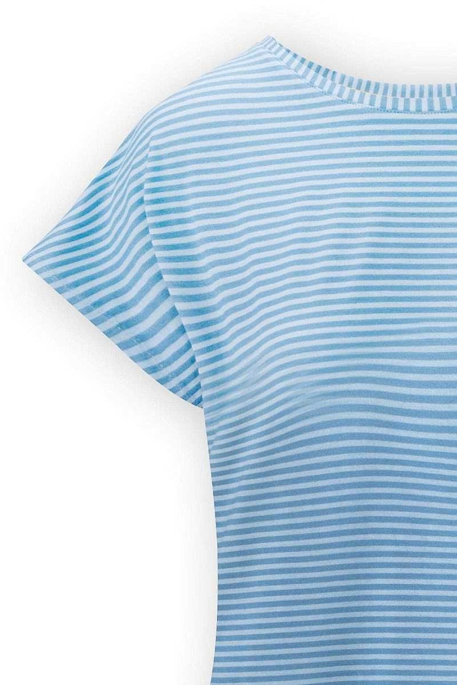 Pip Studio Top A Manches Courtes Little Sumo Stripe Bleu Clair Nouveau Mode