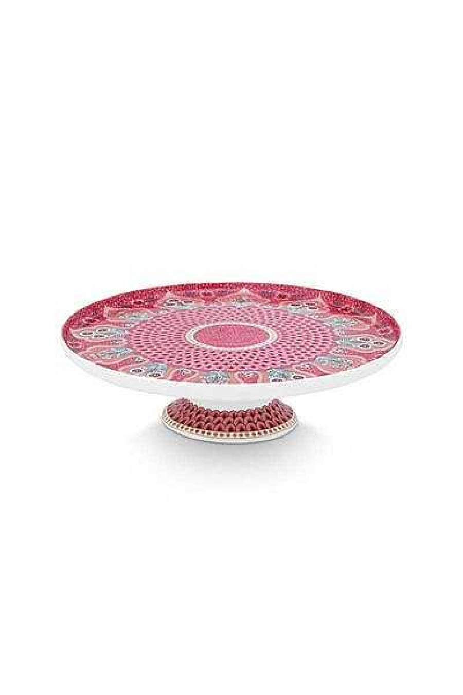 Pip Studio Plateau A Gateaux De Petite Taille Flower Festival Rose Fonce Tous Collections