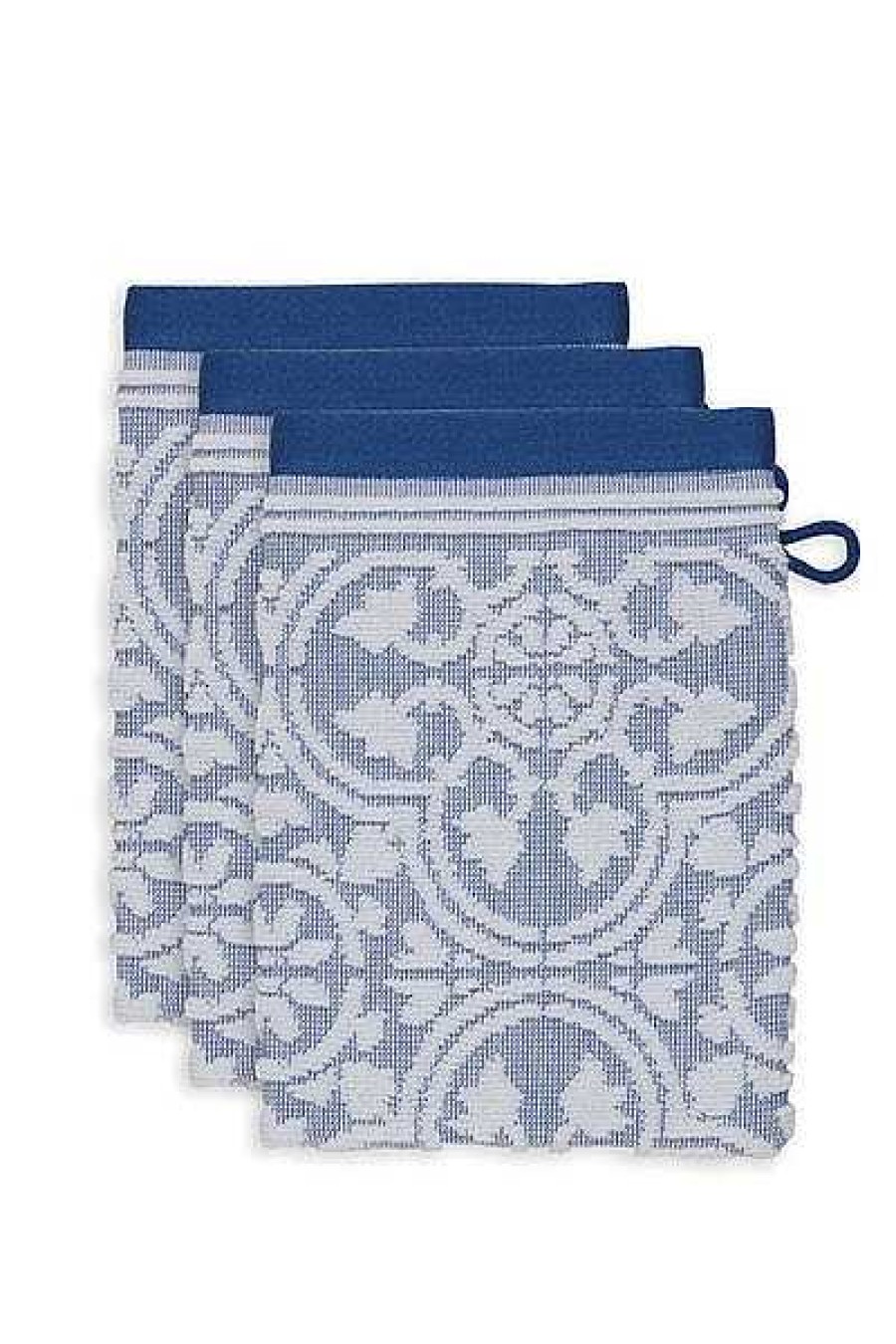 Pip Studio Lot De 3 Gants De Toilette Tile De Pip Bleu 16X22Cm Gants De Toilette