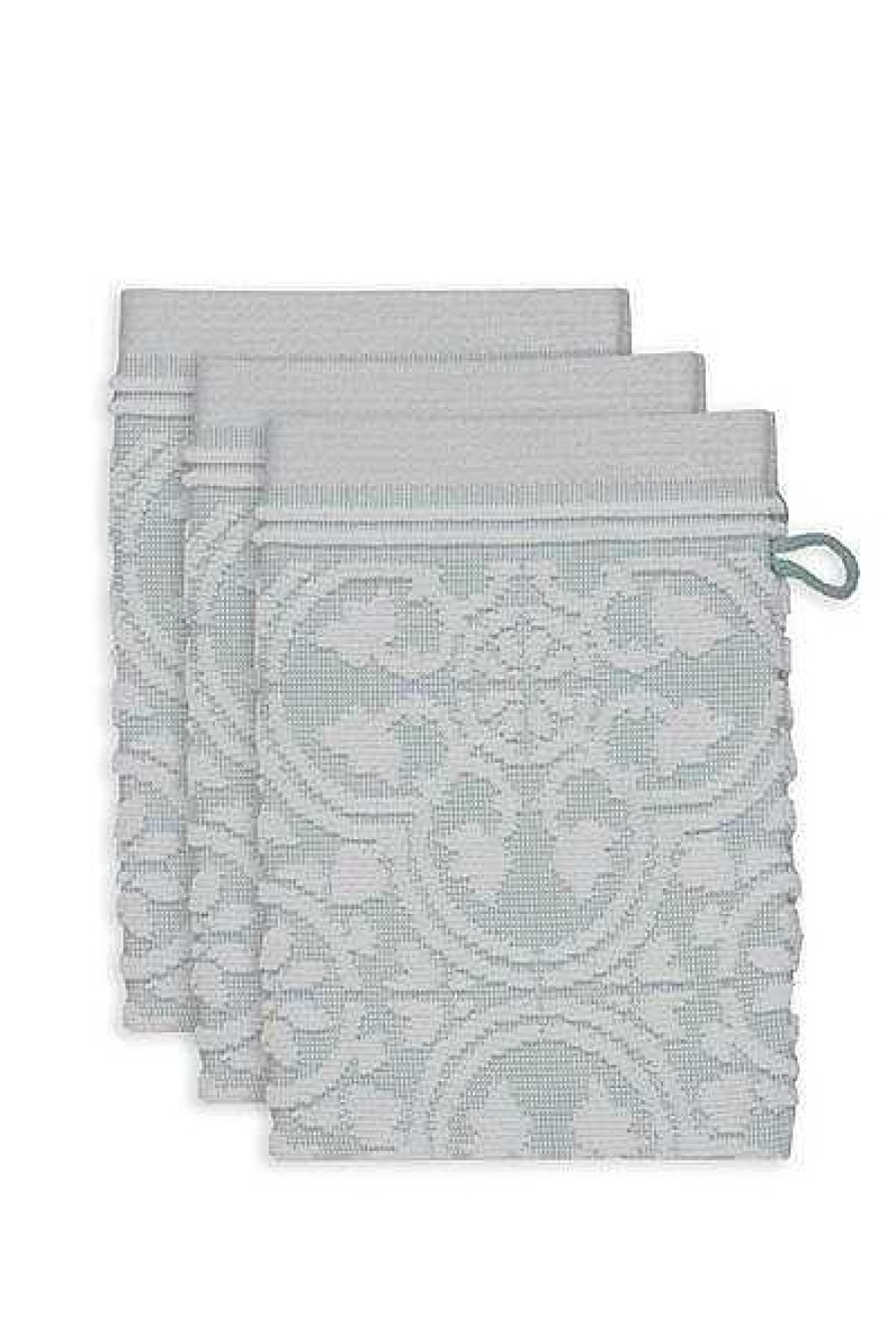 Pip Studio Lot De 3 Gants De Toilette Tile De Pip Bleu Clair 16X22Cm Gants De Toilette