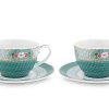 Pip Studio Lot De 2 Tasses Et Soucoupes A Cappuccino Blushing Birds En Coloris Bleu Tous Collections