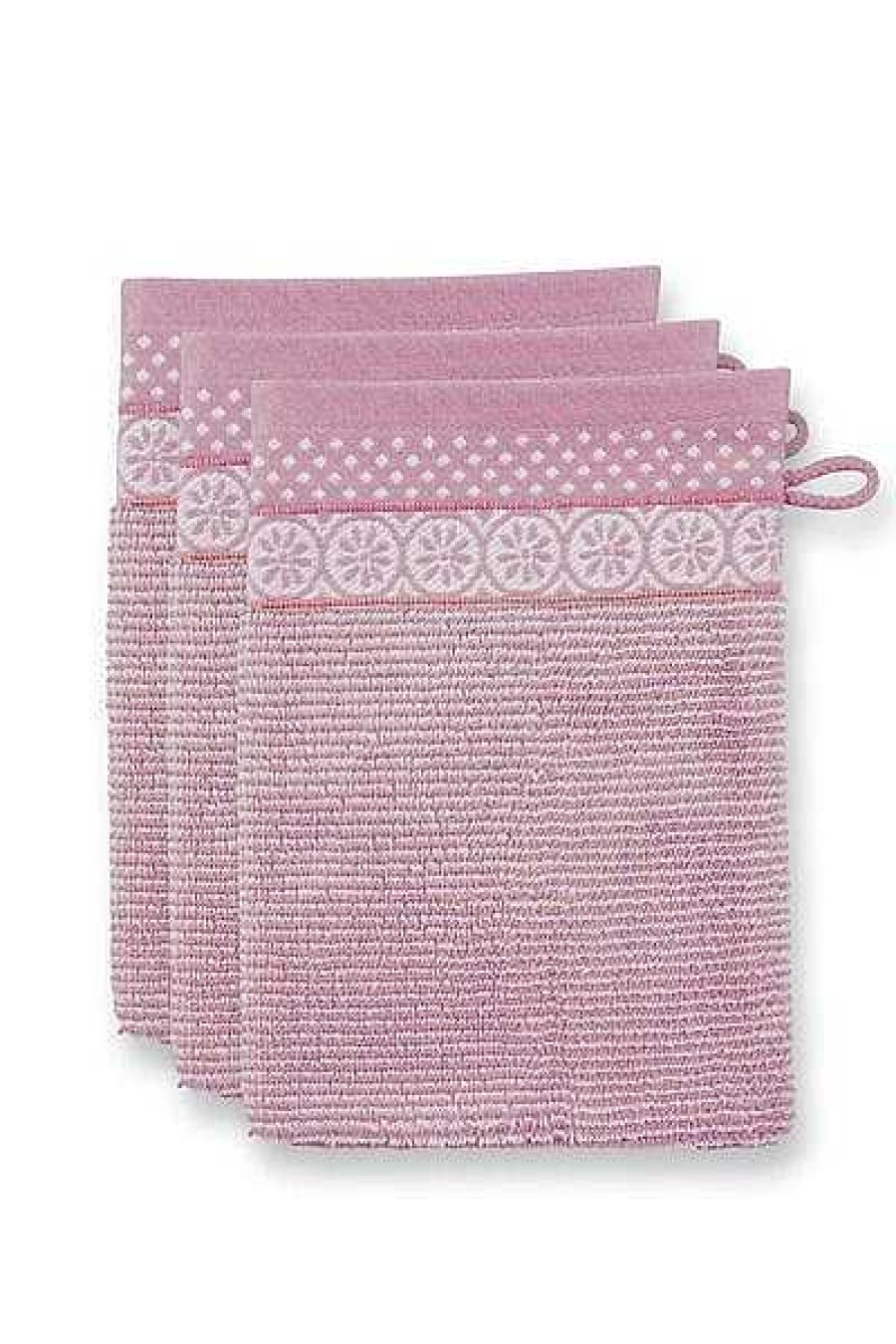 Pip Studio Lot De 3 Gants De Toilette Soft Zellige Lilas 16X22Cm Nouveau Linge De Bain