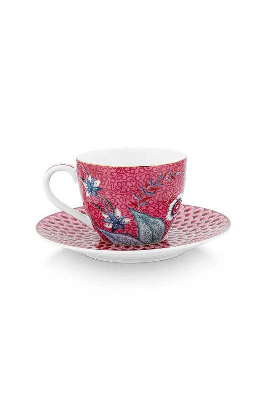 Pip Studio Lot De 2 Tasses Et Soucoupes A Expresso Flower Festival Rose Fonce Tous Collections