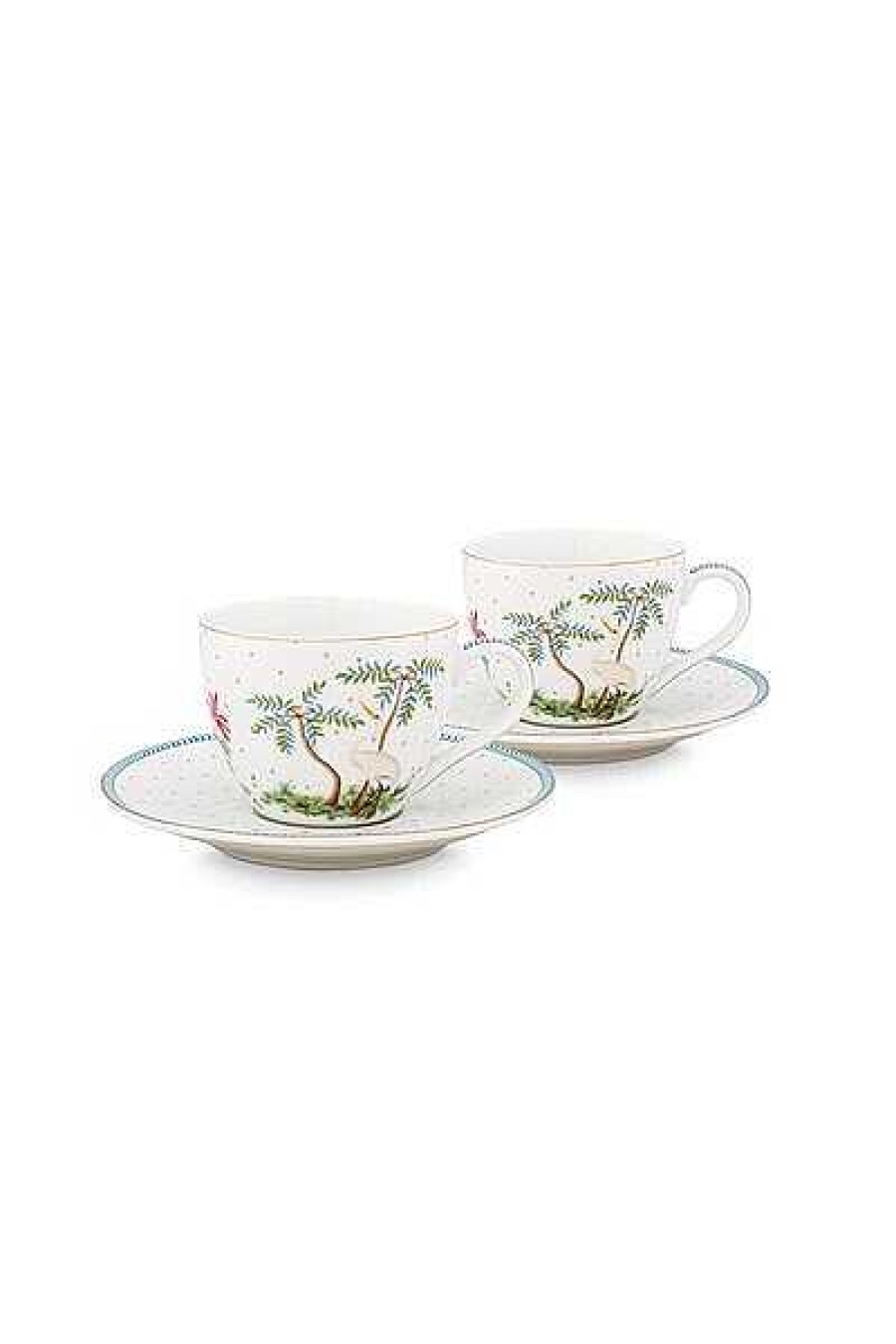 Pip Studio Lot De 2 Tasses Et Soucoupes A Expresso A Pois Jolie En Coloris Dore Tous Collections