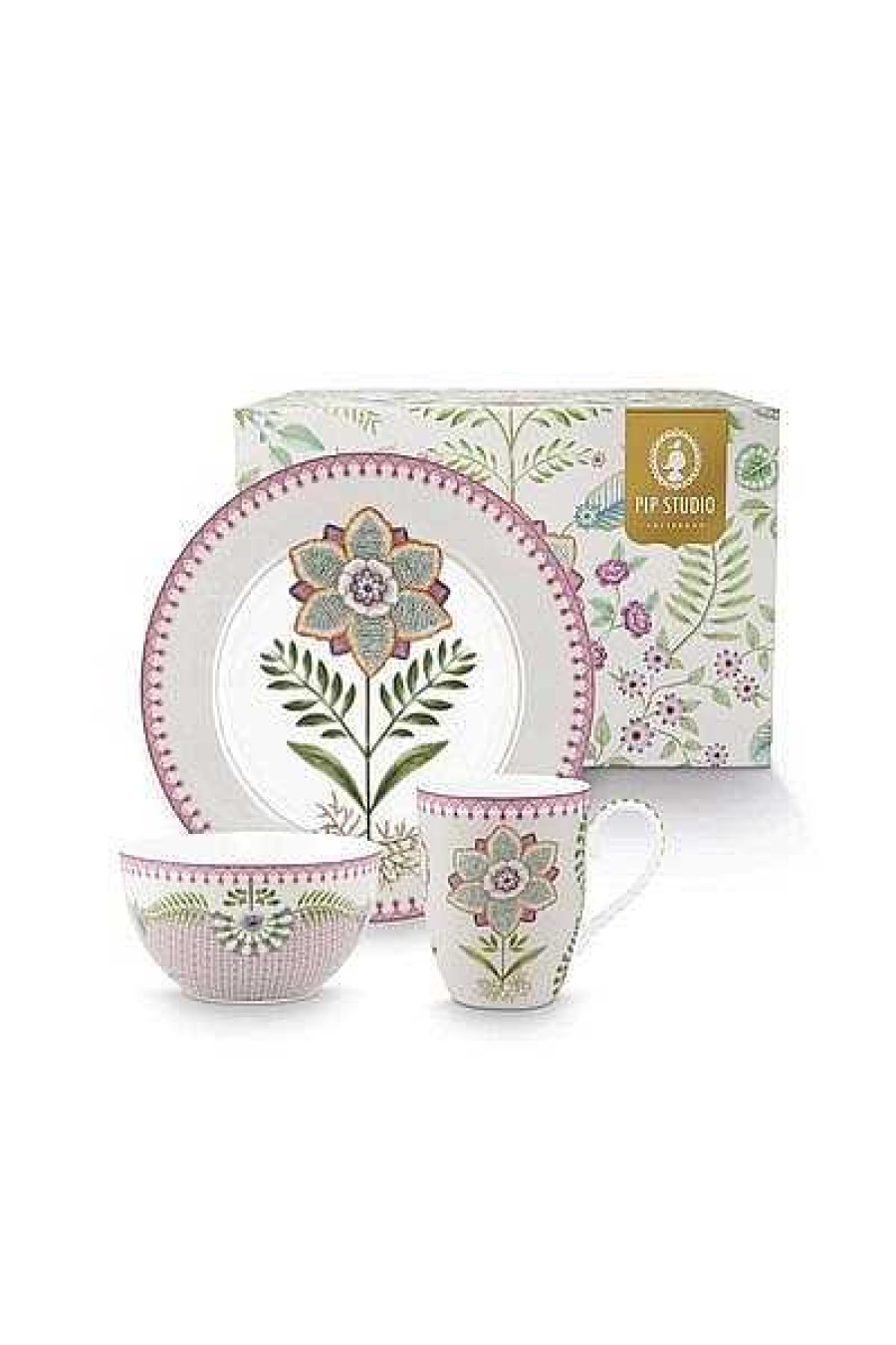 Pip Studio Lily & Lotus Lot De 3 Petit-Dejeuner Lilas Nouveau Art De La Table